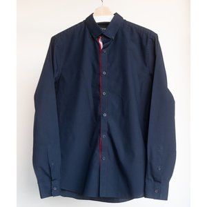 Topman Slim Fit Long Sleeve Shirt Size M Dark Blue